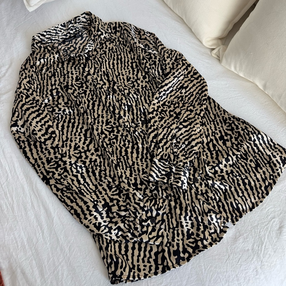 Boohoo Animal Print Long Sleeve Blouse